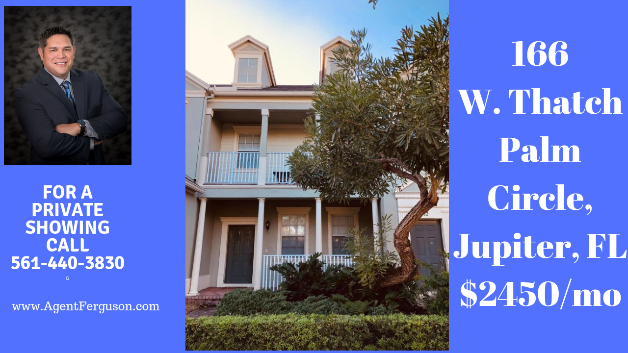 166 W Thatch Palm Circle, Jupiter, FL – Rental $2450/mo