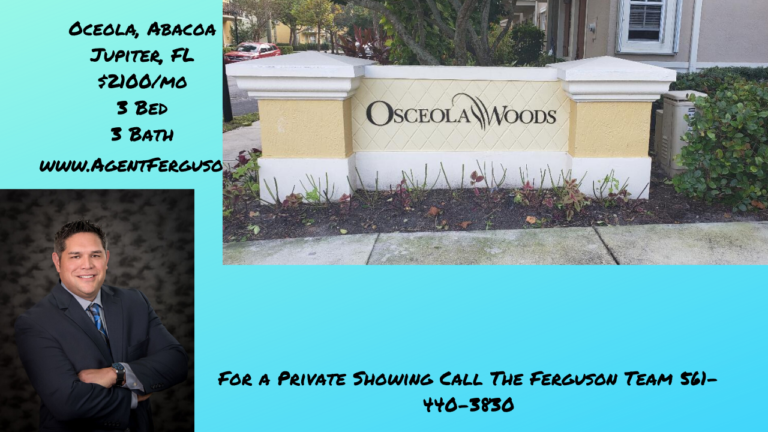 $2100/mo Rental in Osceola Woods – Jupiter – Florida