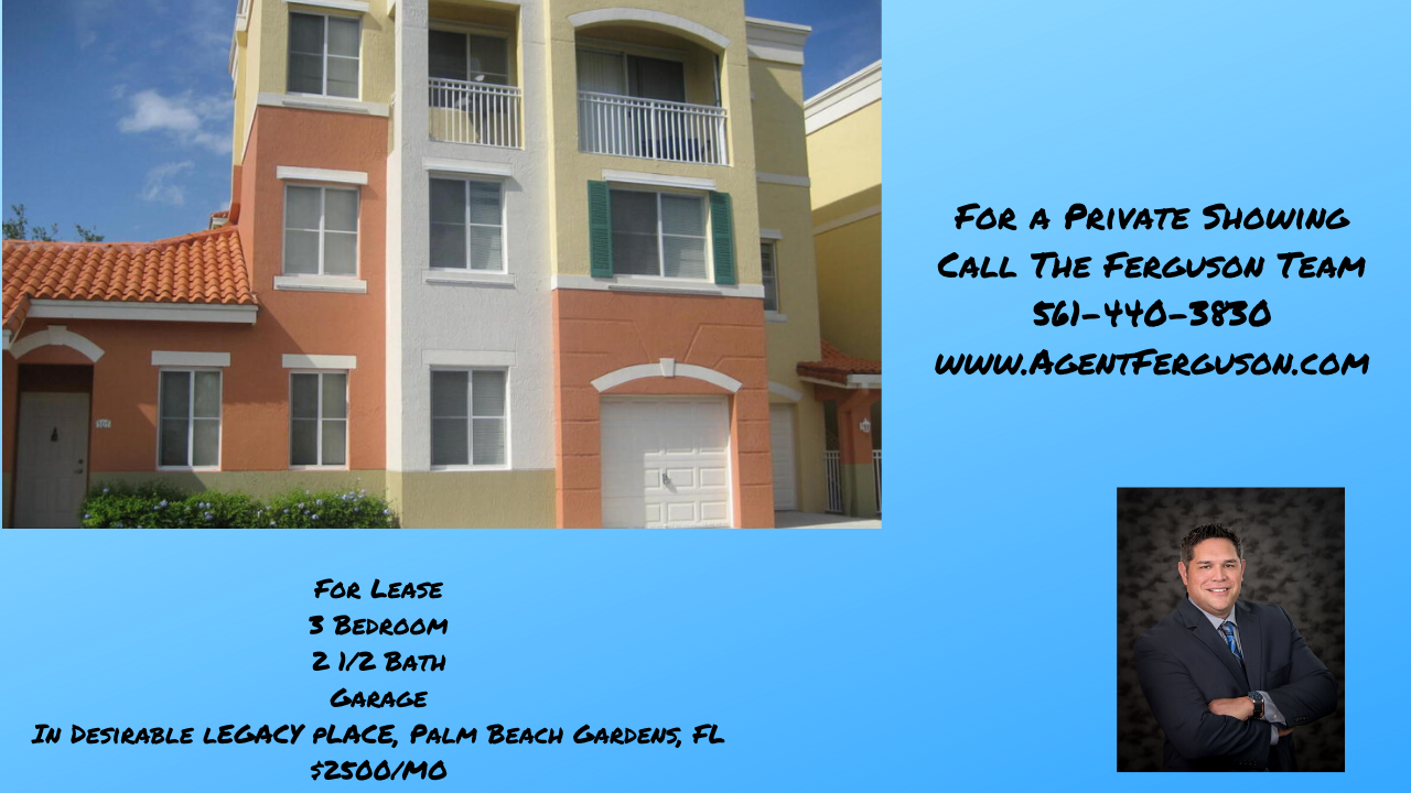 Legacy Place – 3 Bedroom – Palm Beach Gardens – Florida – $2500/mo