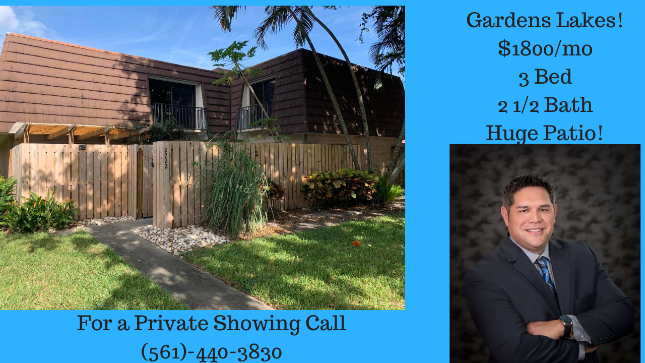 Garden Lakes 3 Bedroom for Lease, Palm Beach Gardens, FL $1800/mo