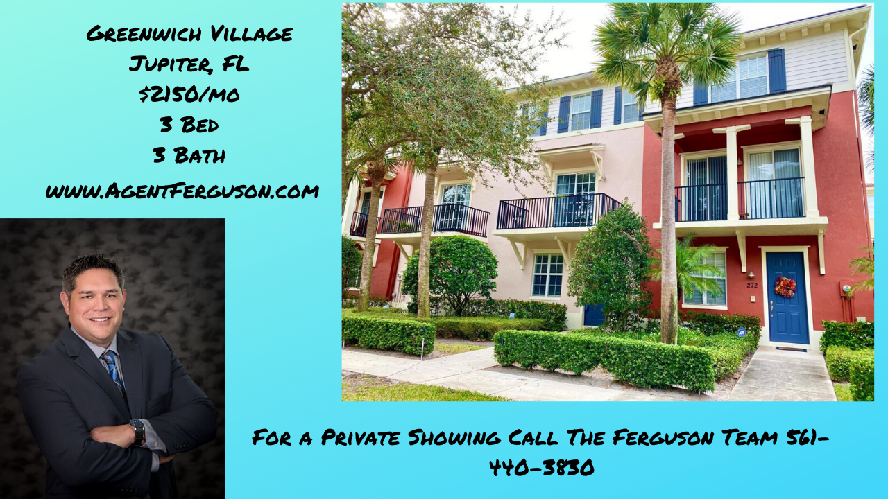 Greenwich, Jupiter, Florida 3 Bedroom for Lease, $2150/mo