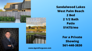 $1475/mo 2 Bedroom Townhouse in Sandalwood Lakes, West Palm Beach Florida