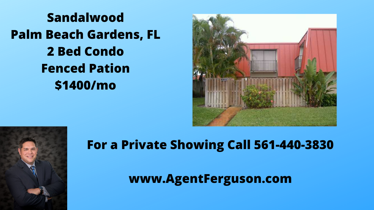 Lease $1400/mo 2 Bedroom Townhouse in Sandalwood Palm Beach Gardens FL