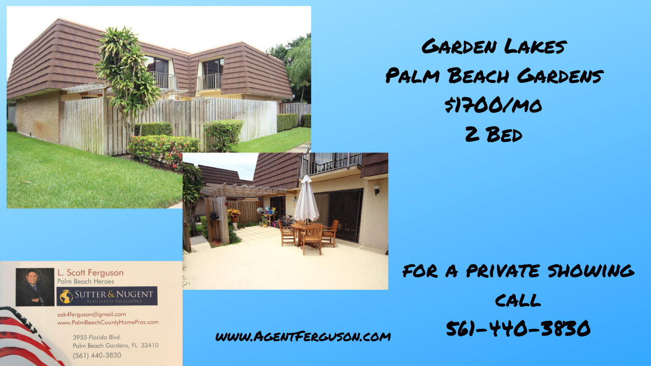 Lease $1700/mo 2 Bedroom in Garden Lakes