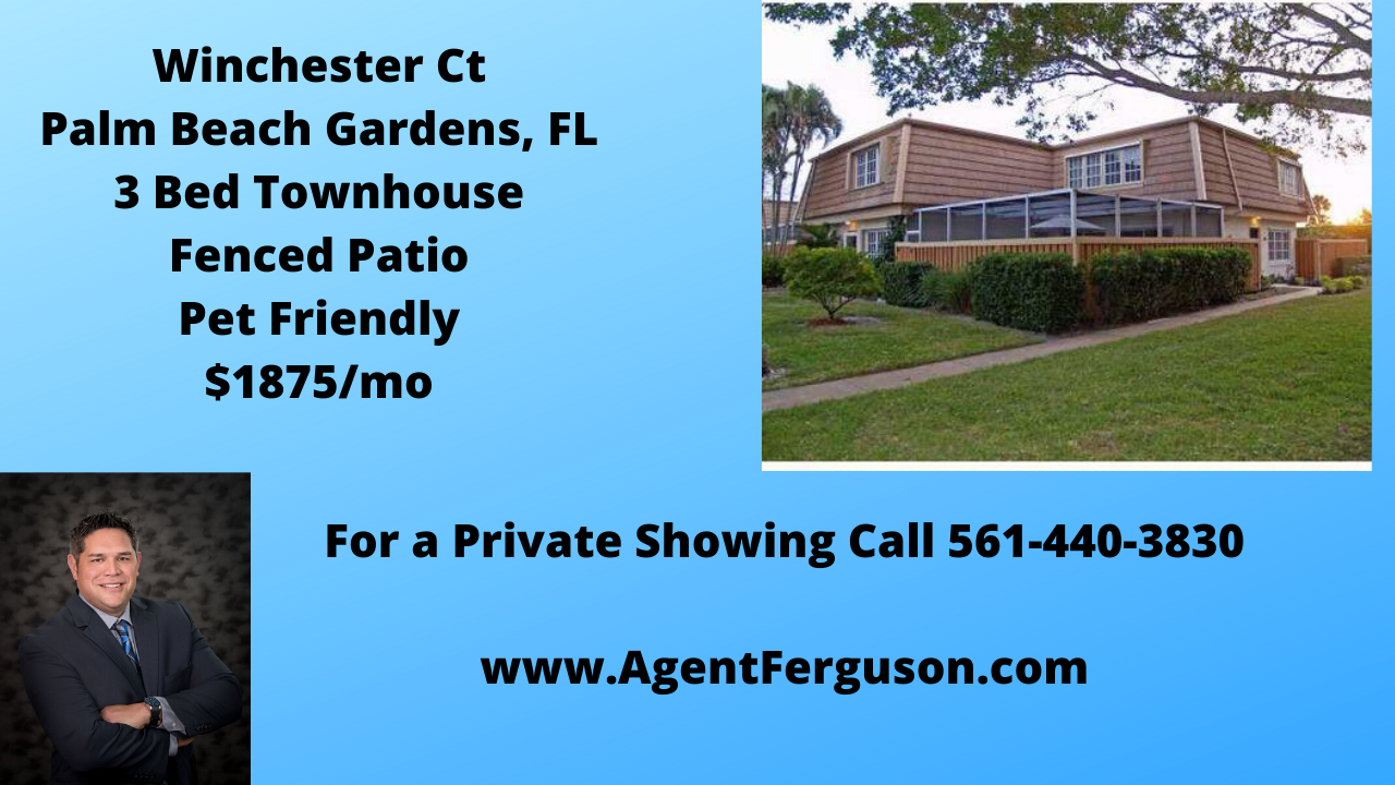 Lease $1875 3 Bedroom Townhouse in Winchester, Palm Beach Gardens, FL
