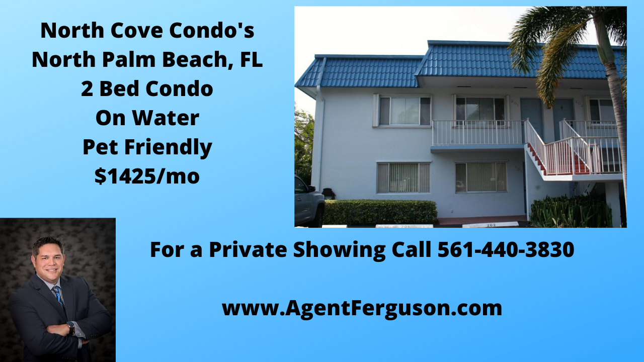 Lease $1425/mo 2 Bedroom Condo on the Water, North Palm Beach, FL