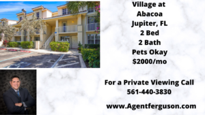 For Lease $2000/mo 2 Bedroom 2 Bath Condo in Village at Abacoa Jupiter Florida