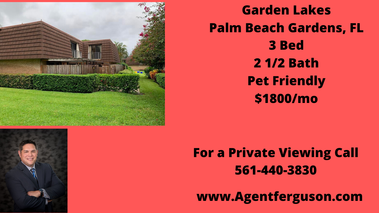 For Lease in Garden Lakes, Townhouse, Palm Beach Gardens FL