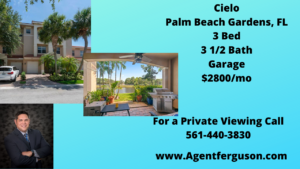 For Lease in Cielo Palm Beach Gardens $2800/mo 3 Bedroom with Garage