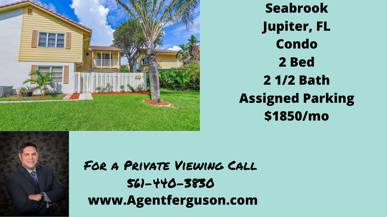 For Lease in Seabrook Place, 2 Bedroom Steps From the Ocean Jupiter Florida 33477