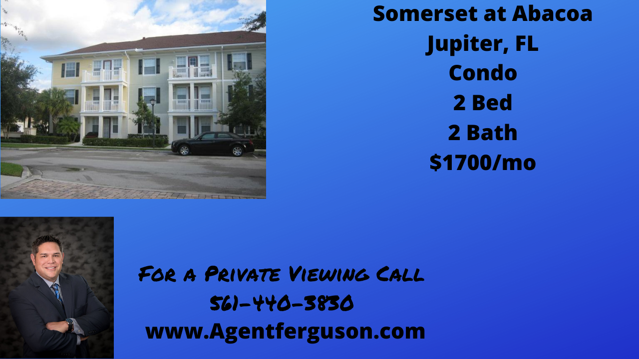 For Lease in Somerset at Abacoa, 2 Bed Condo